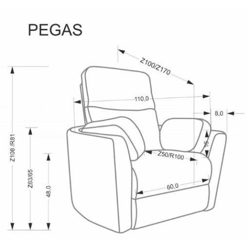 Pegas dönthető és forgatható fotel szürke