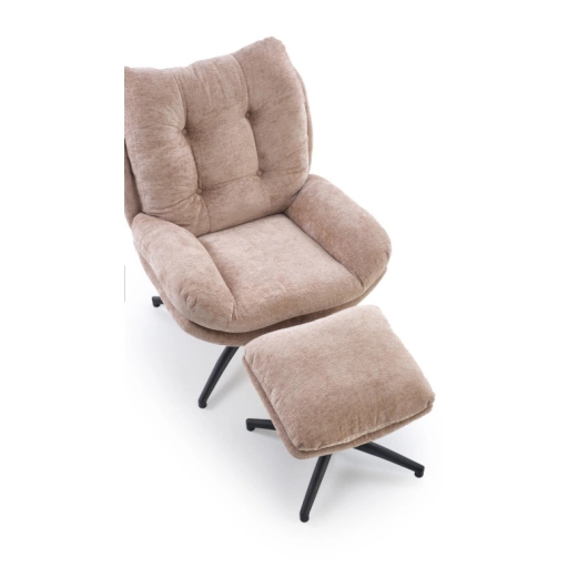 PESTO hintázható fotel puffal bézs