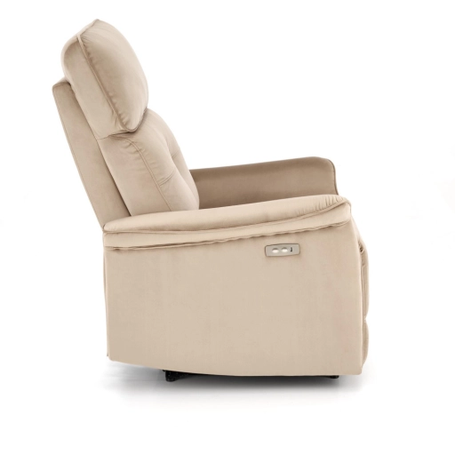 SEMIR bézs karosszék elektromos dönthető funkcióval / USB csatlakozóval
