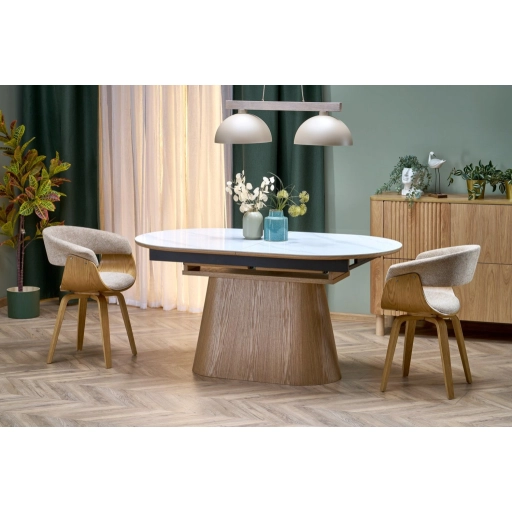 Sirius bővíthető étkezőasztal fehér márvány / natúr 160-240 cm