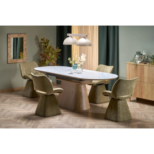 Sirius bővíthető étkezőasztal fehér márvány / natúr 160-240 cm