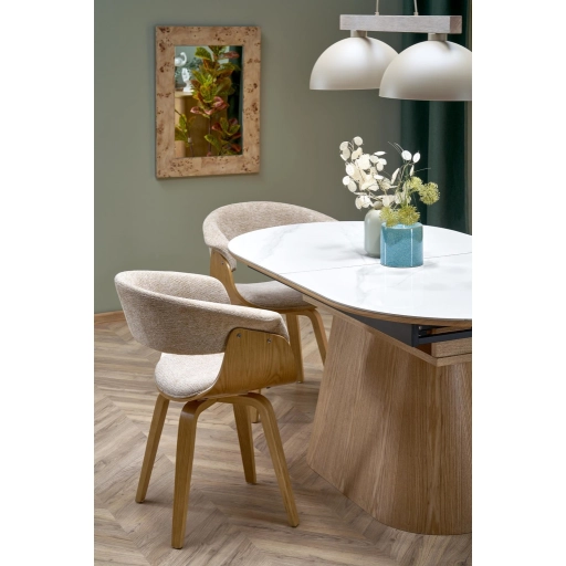 Sirius bővíthető étkezőasztal fehér márvány / natúr 160-240 cm