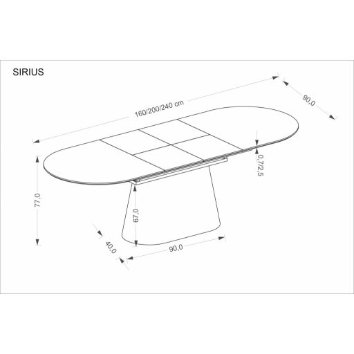 Sirius bővíthető étkezőasztal fehér márvány / natúr 160-240 cm