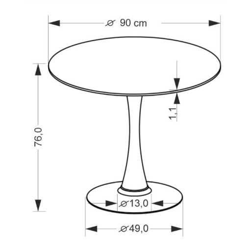 Tolio kör étkezőasztal 90 cm