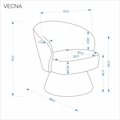 Vecna 360 fokban forgatható fotel szürke