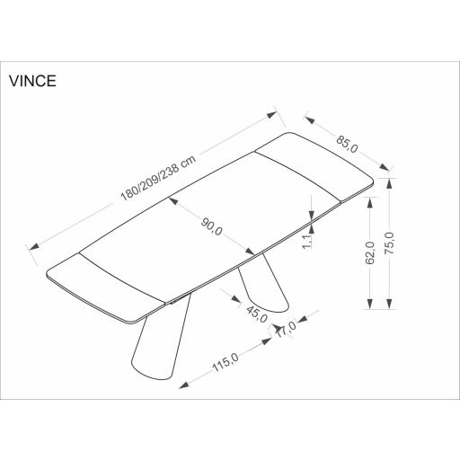 Vince bővíthető étkezőasztal barna márvány 190-238 cm