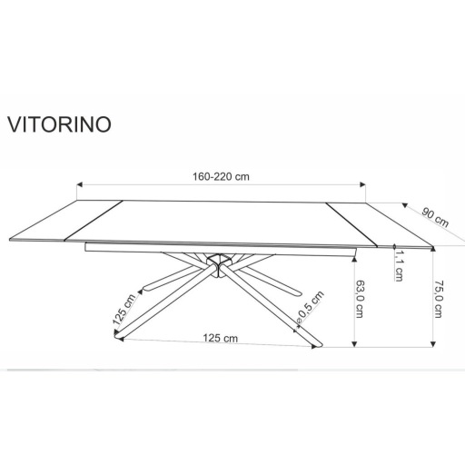 Vitorino bővíthető étkezőasztal fehér 160-220cm