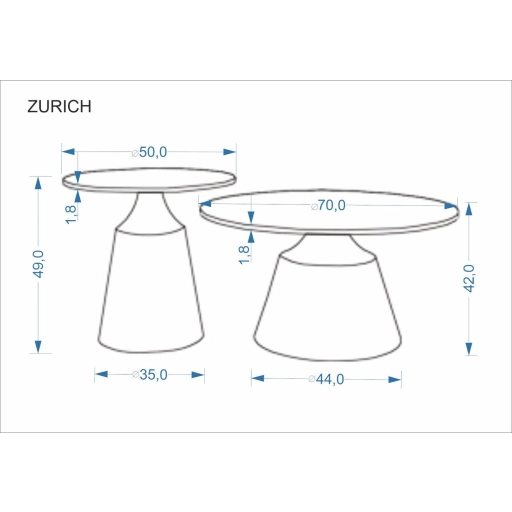 Zurich dohányzóasztal szett travertin/kasmír