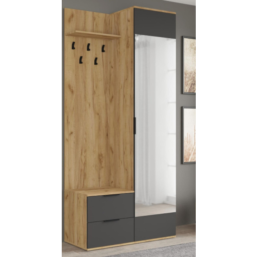 CORAL előszoba szekrény aranytölgy/antracit