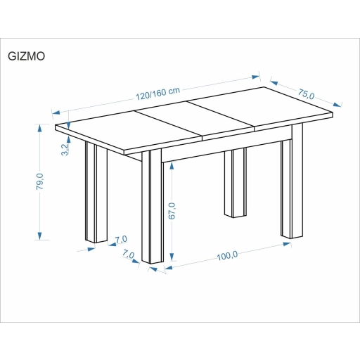 Gizmo bővíthető étkezőasztal 120-160cm kasmír