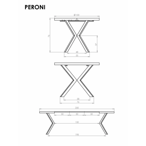 Peroni bővíthető étkezőasztal hikora tölgy / kasmír 100-250 cm