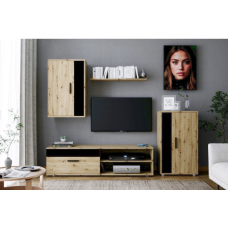 Benson 4 részes nappali szett kézműves tölgy, fekete