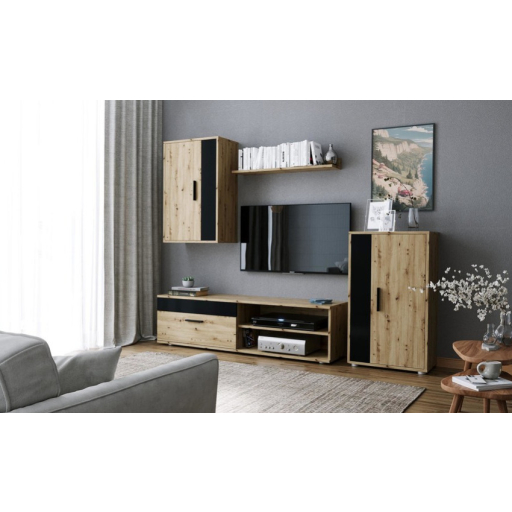 Benson 4 részes nappali szett kézműves tölgy, fekete