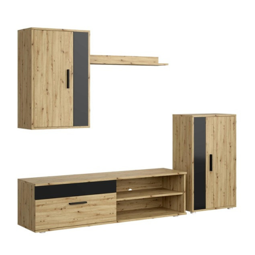 Benson 4 részes nappali szett kézműves tölgy, fekete