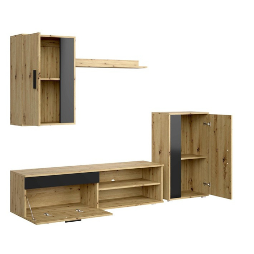 Benson 4 részes nappali szett kézműves tölgy, fekete