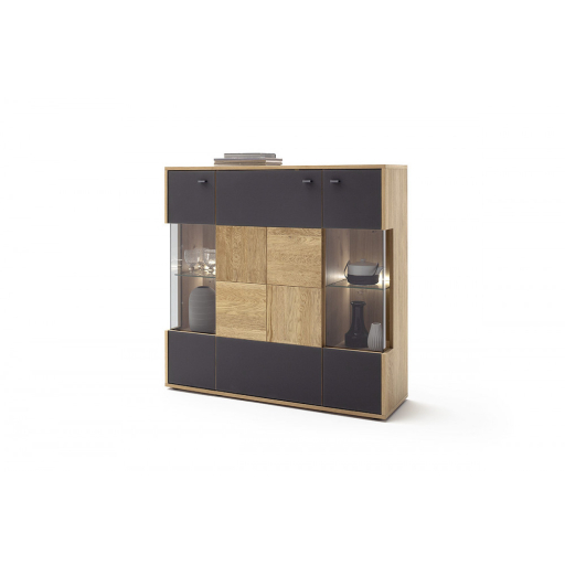 Valencia komód tölgy, antracit 124 cm