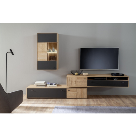 Valencia üveges tároló tölgy, antracit 64 x 119 cm