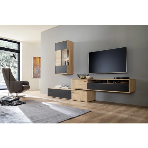 Valencia üveges tároló tölgy, antracit 64 x 119 cm