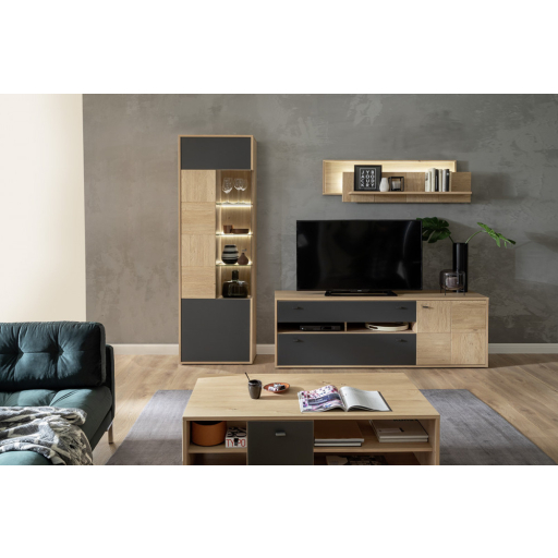 Valencia dohányzóasztal tölgy, antracit 115 cm