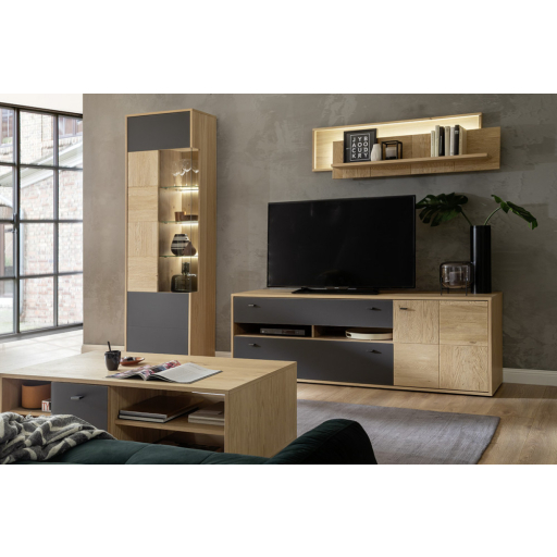 Valencia dohányzóasztal tölgy, antracit 115 cm