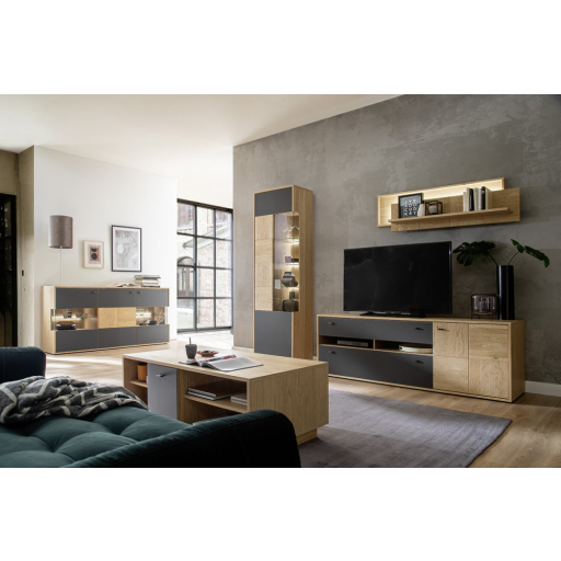 Valencia dohányzóasztal tölgy, antracit 115 cm