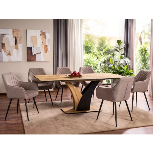 Vento bővíthető étkezőasztal tölgy/fekete 120-160 cm