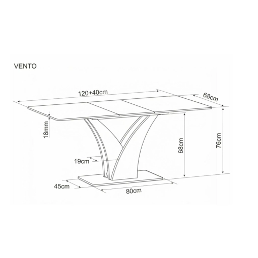 Vento bővíthető étkezőasztal tölgy/fekete 120-160 cm