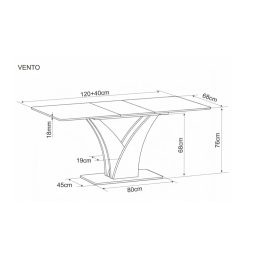 Vento bővíthető étkezőasztal kasmír/tölgy 120-160 cm