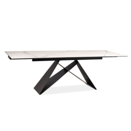 Westin III fekete bővíthető étkezőasztal márvány hatású asztallappal 160-240cm