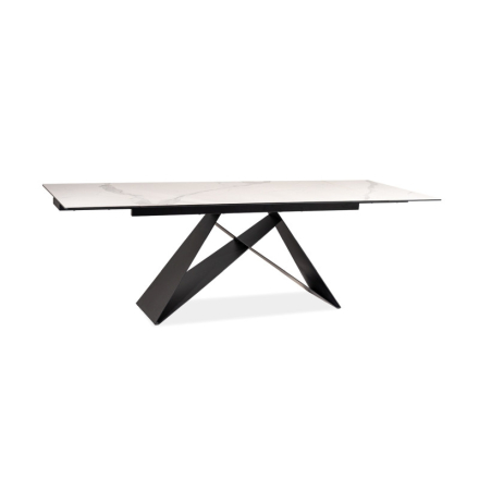 Westin III fekete bővíthető étkezőasztal márvány hatású asztallappal 180-260cm