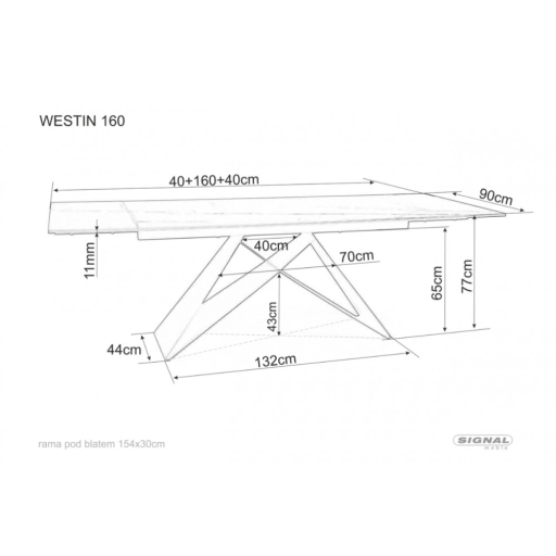 Westin bővíthető étkezőasztal krém 160-240cm