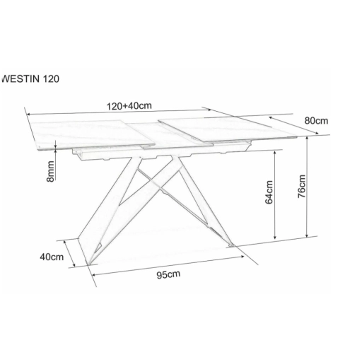 Westin SC bővíthető étkezőasztal 120-160cm