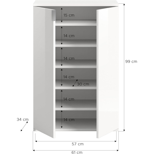 Project X 2 ajtós cipősszekrény matt fehér