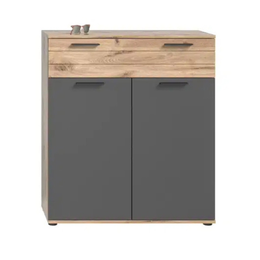 Mason 2 ajtós, 1 fiókos cipősszekrény nox tölgy - bazaltszürke