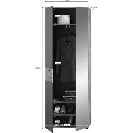 Mason előszobai gardrób szekrény nox tölgy - bazaltszürke