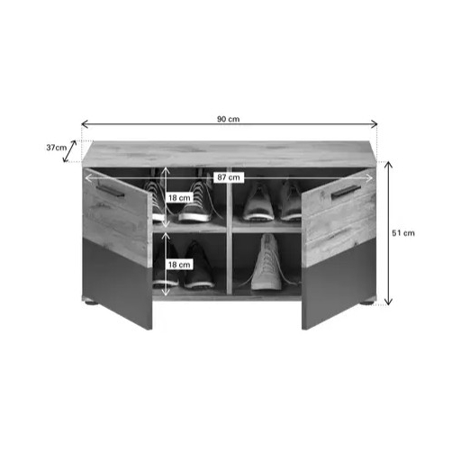 Mason cipőtároló pad nox tölgy - bazaltszürke