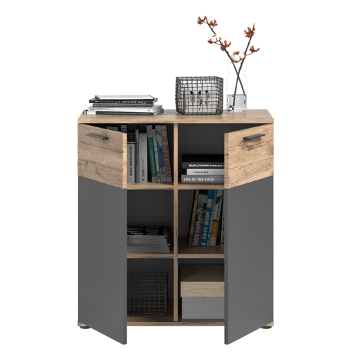 Mason 2 ajtós komód nox tölgy - bazaltszürke