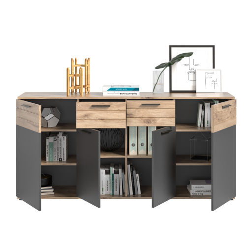 Mason 4 ajtós komód nox tölgy - bazaltszürke