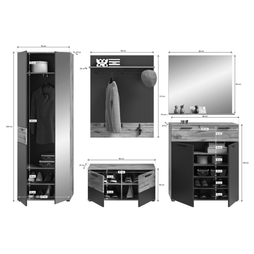 Mason gardróbbútor szett nox tölgy/bazaltszürke