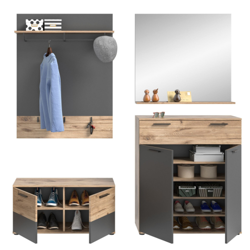 Mason tükrös előszoba szett nox tölgy/bazaltszürke