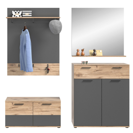 Mason tükrös előszoba szett nox tölgy/bazaltszürke