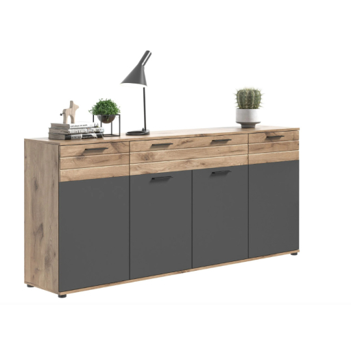 Mason 4 ajtós, 1 fiókos komód nox tölgy - bazaltszürke