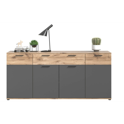 Mason 4 ajtós, 1 fiókos komód nox tölgy - bazaltszürke