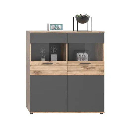 Mason alacsony tálalószekrény nox tölgy - bazaltszürke