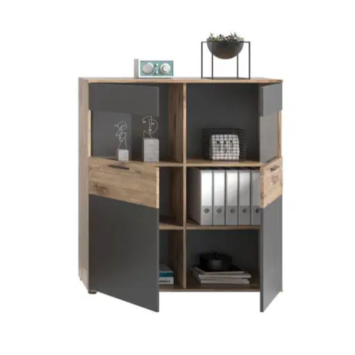 Mason alacsony tálalószekrény nox tölgy - bazaltszürke