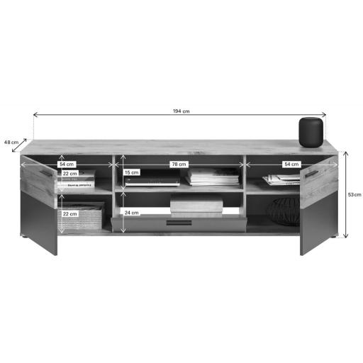 Mason Tv-szekrény nox tölgy - bazaltszürke