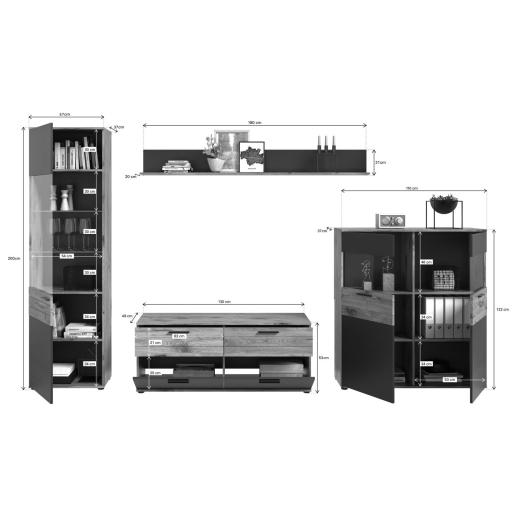 Mason 1 nappali bútorszett nox tölgy/bazaltszürke