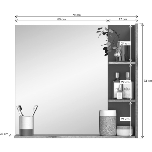 Mason fali tükör polcokkal