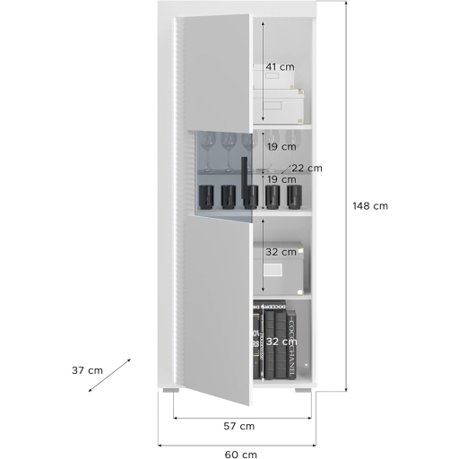 Skylight alacsony vitrin matt fehér
