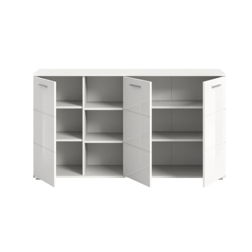 Prego 3 ajtós 3 polcos komód fehér